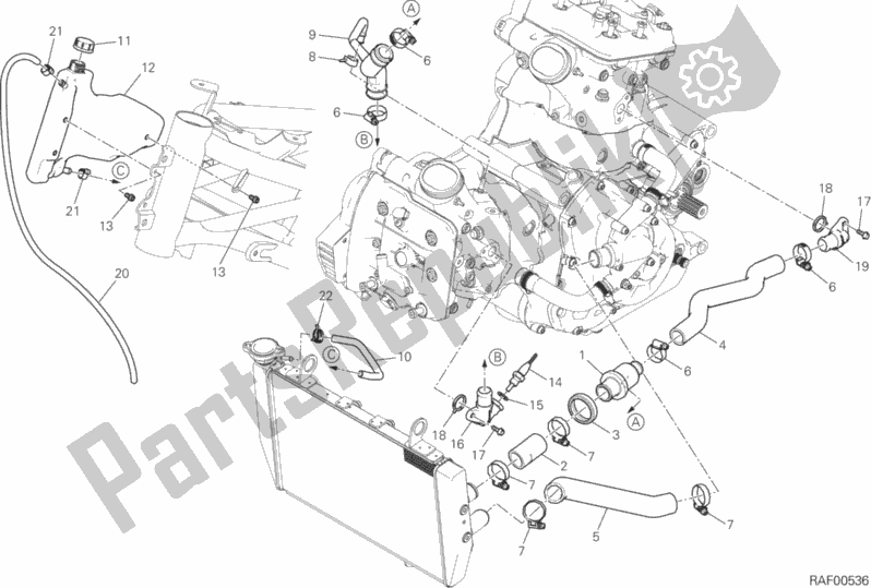 All parts for the Cooling Circuit of the Ducati Multistrada 1200 Enduro Touring Thailand 2016